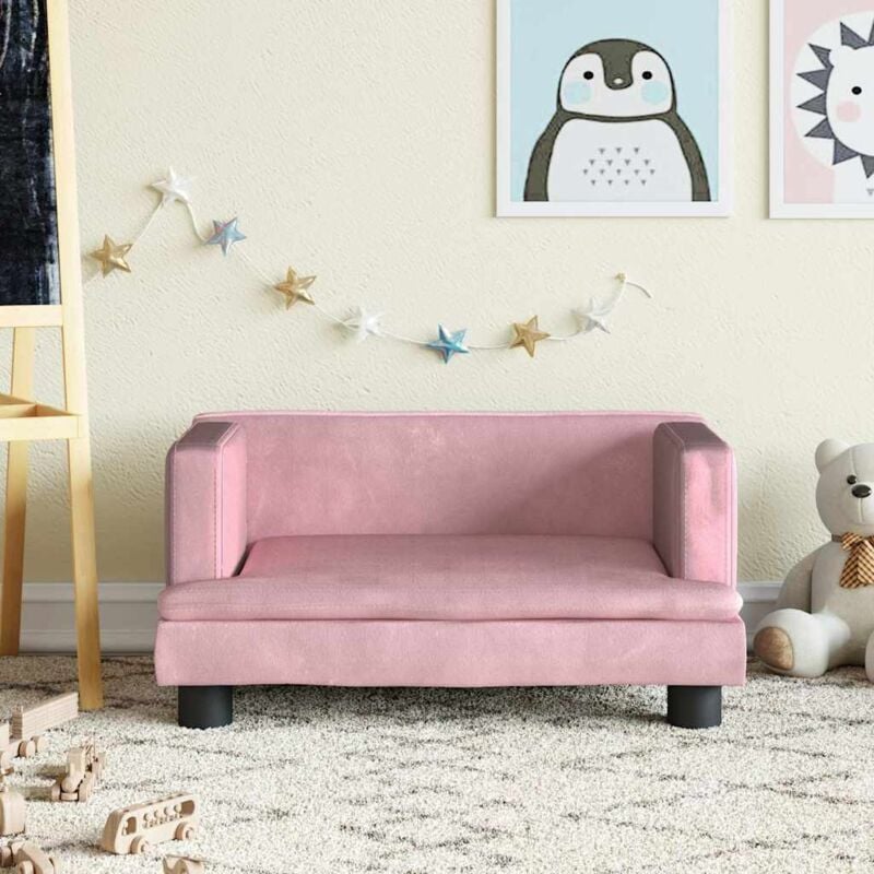 foto del prodotto divano per bambini rosa 60x40x30 cm in velluto vidaxl