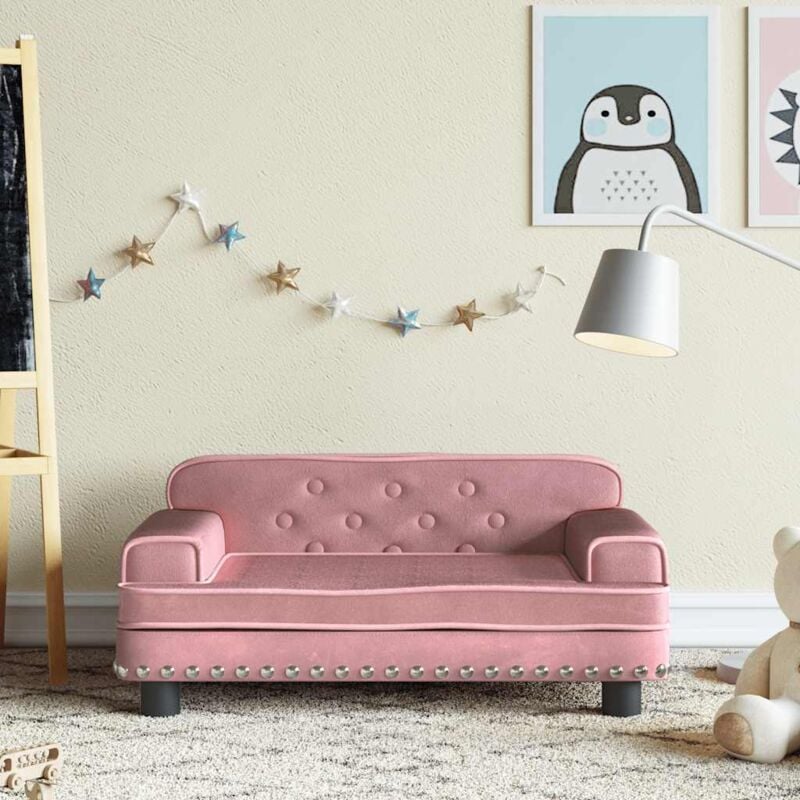 foto del prodotto divano per bambini rosa 70x45x30 cm in velluto vidaxl