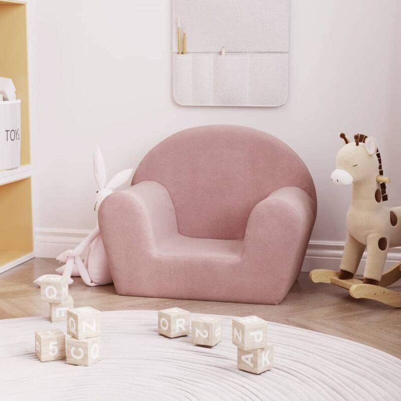 foto del prodotto divano per bambini rosa in morbido peluche vidaxl
