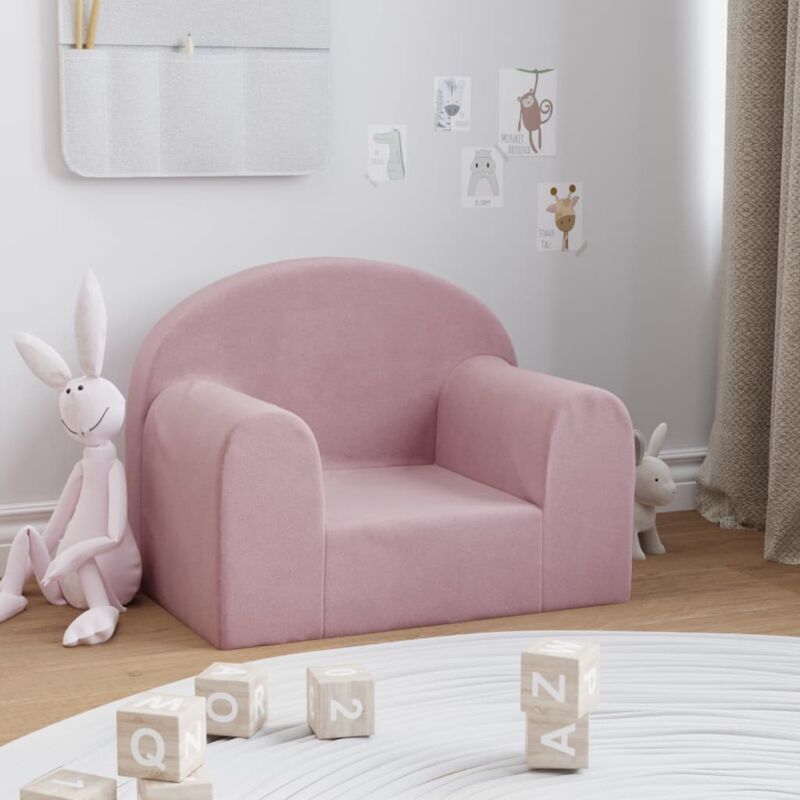 foto del prodotto divano per bambini rosa in morbido peluche vidaxl