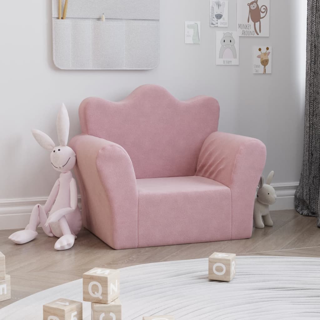 foto del prodotto divano per bambini rosa in morbido peluchecod mxl 110364