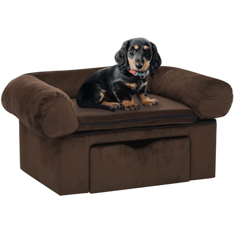 foto del prodotto divano per cani con cassetto marrone 75x50x38 cm in peluche vidaxl