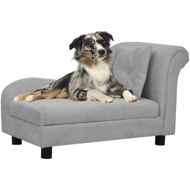foto del prodotto divano per cani con cuscino grigio 83x44x44 cm in peluche vidaxl
