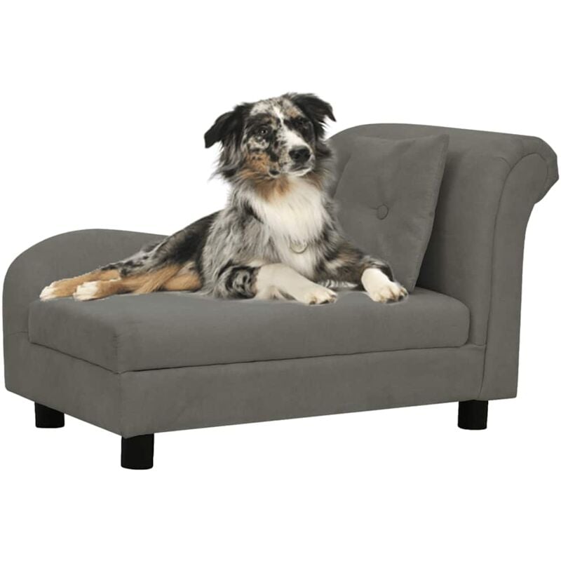 foto del prodotto divano per cani con cuscino grigio scuro 83x44x44 cm in peluche vidaxl