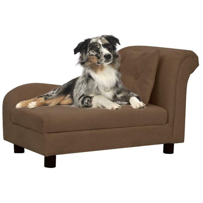 foto del prodotto divano per cani con cuscino marrone 83x44x44 cm in peluche vidaxl