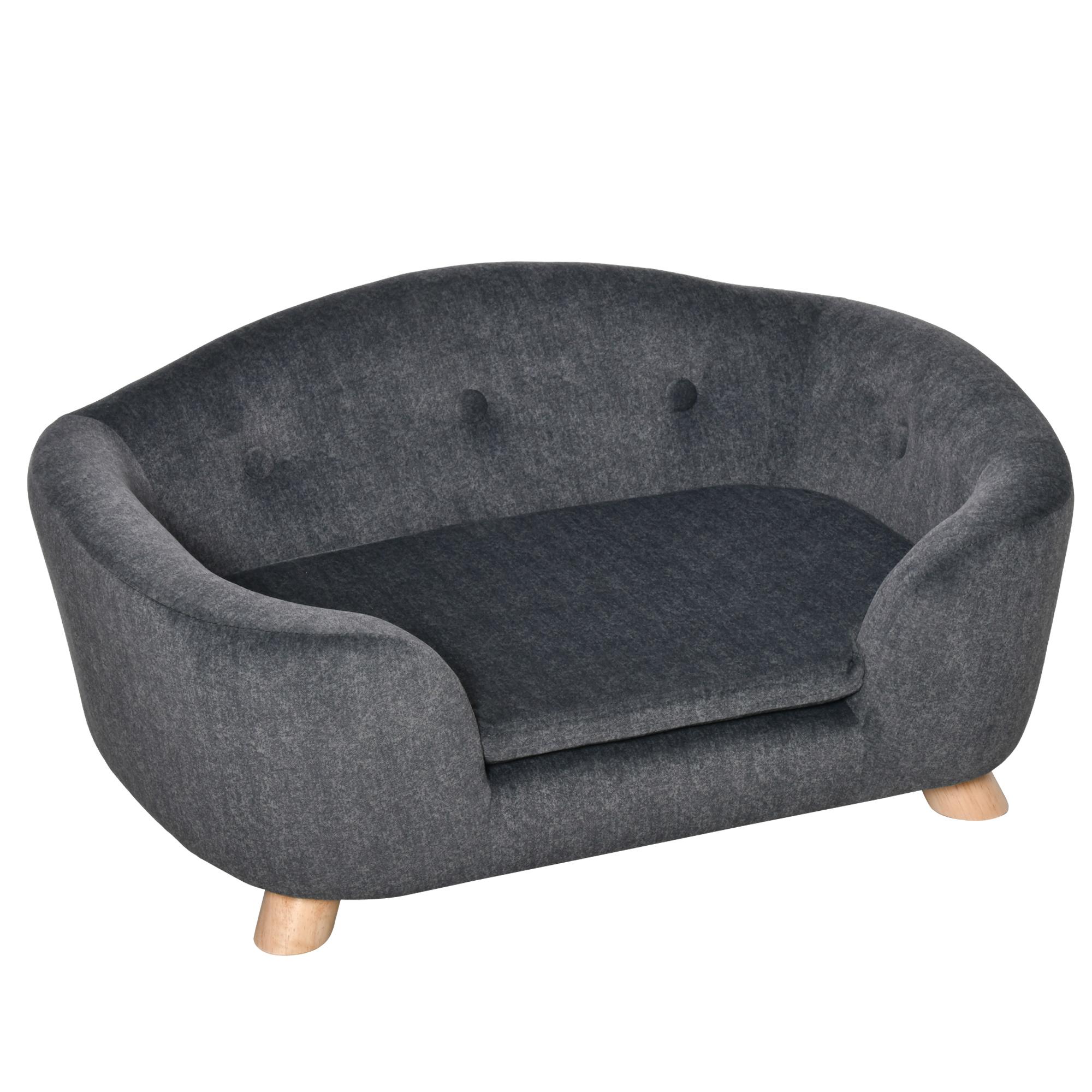 foto del prodotto divano per cani e gatti imbottito 70x47x30 cm in peluche grigio antracite