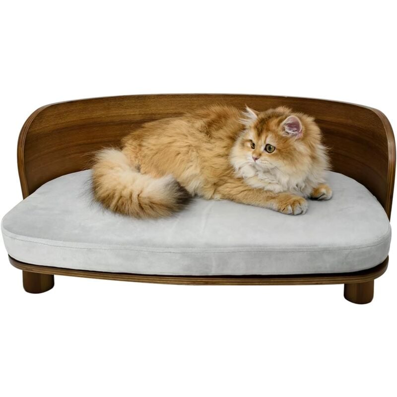 foto del prodotto divano per cani gatto cuccia da interno taglia piccola in legno massello per inferiore a 13 kg, 64x39cm