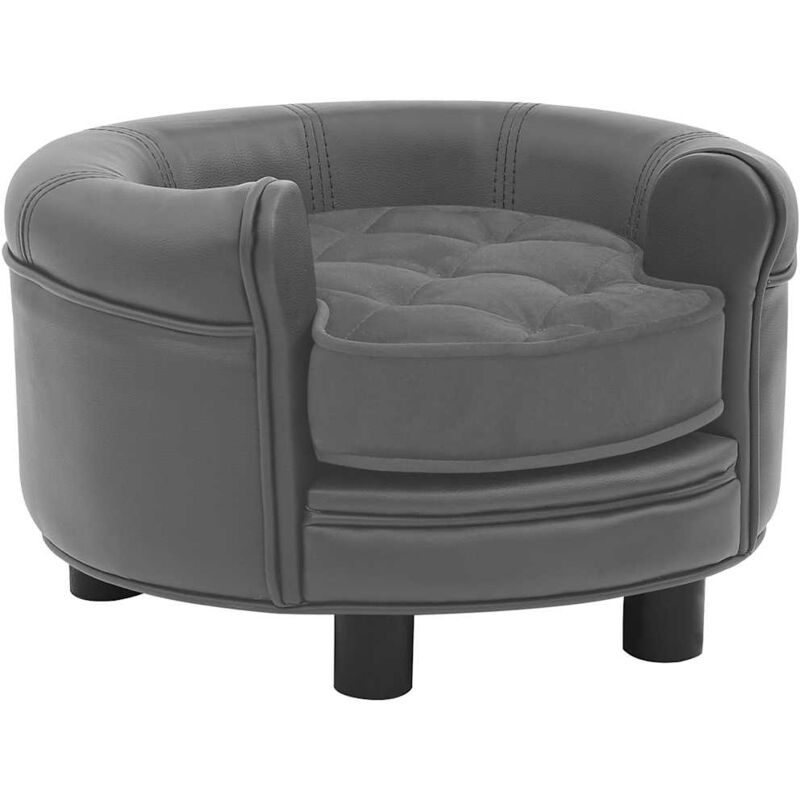 foto del prodotto divano per cani grigio 48x48x32 cm in peluche e similpelle vidaxl