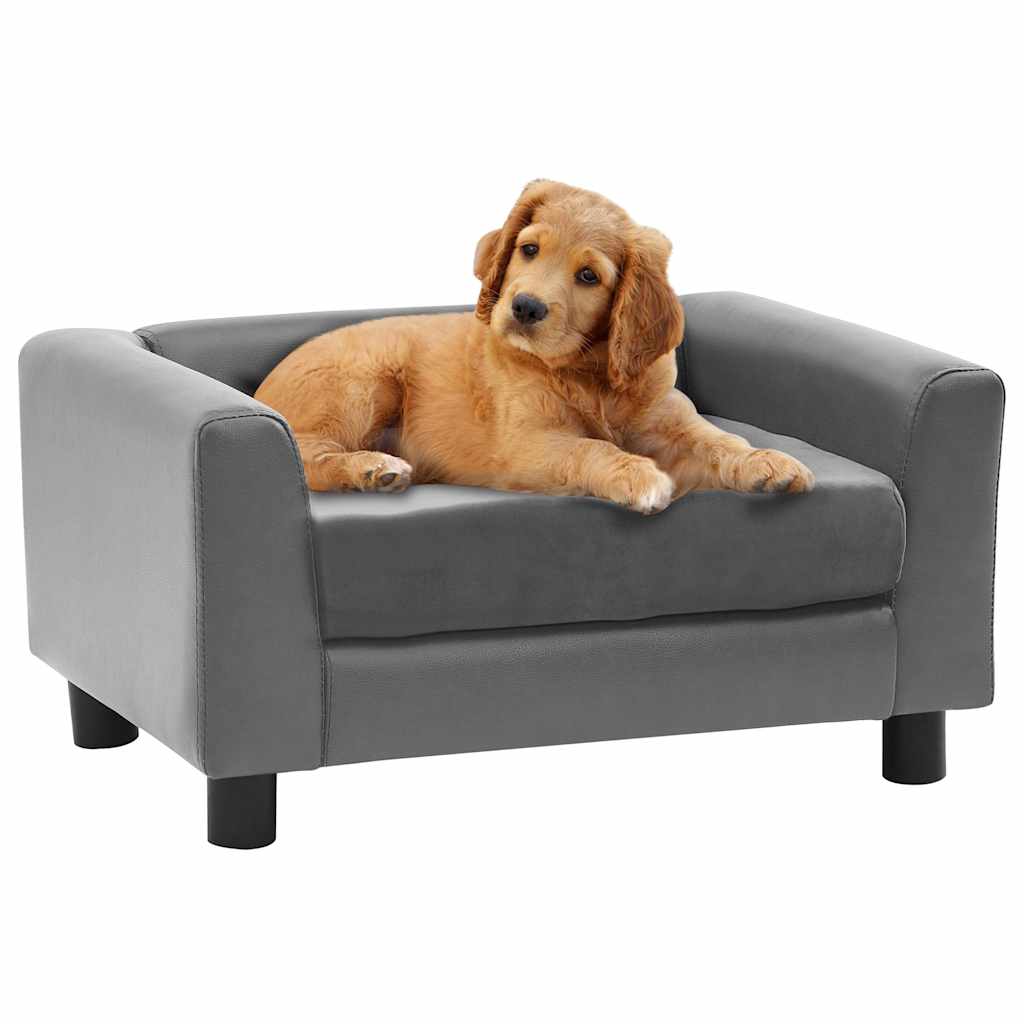 foto del prodotto divano per cani grigio 60x43x30 cm in peluche e similpelle