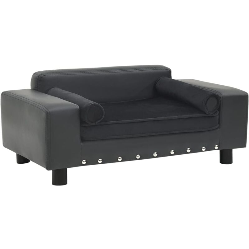 foto del prodotto divano per cani grigio scuro 81x43x31cm in peluche e similpelle vidaxl