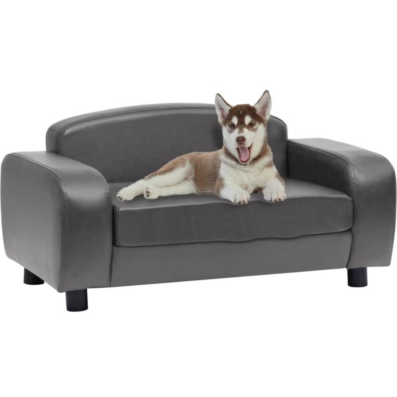 foto del prodotto divano per cani in ecopelle morbido cuccia 80x50x40 cm vari colori colore grigio
