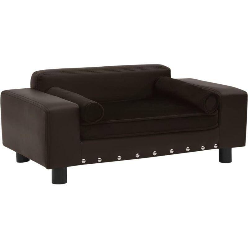 foto del prodotto divano per cani marrone 81x43x31 cm in peluche e similpelle