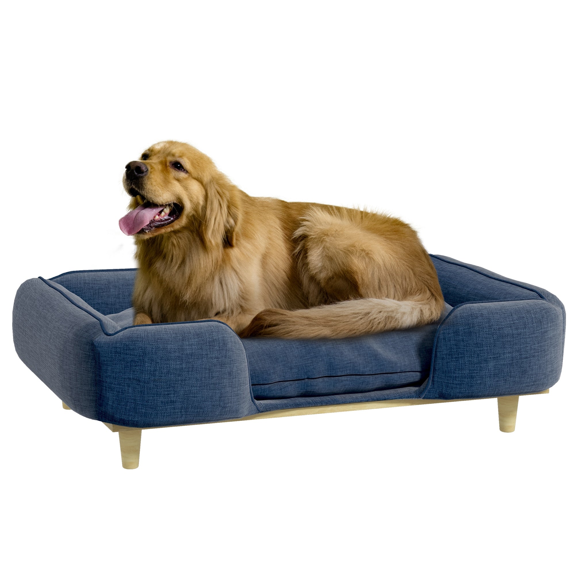 foto del prodotto divano per cani taglia grande fino 30 kg 96x66x24 cm con cuscino rimovibile blu