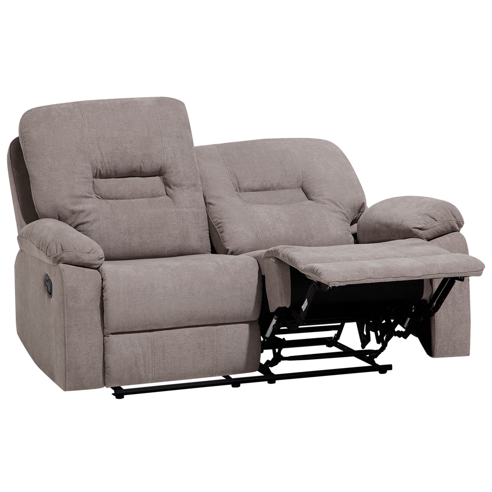 foto del prodotto divano reclinabile beige taupe 2 posti schienale e poggiapiedi regolabili manualmente