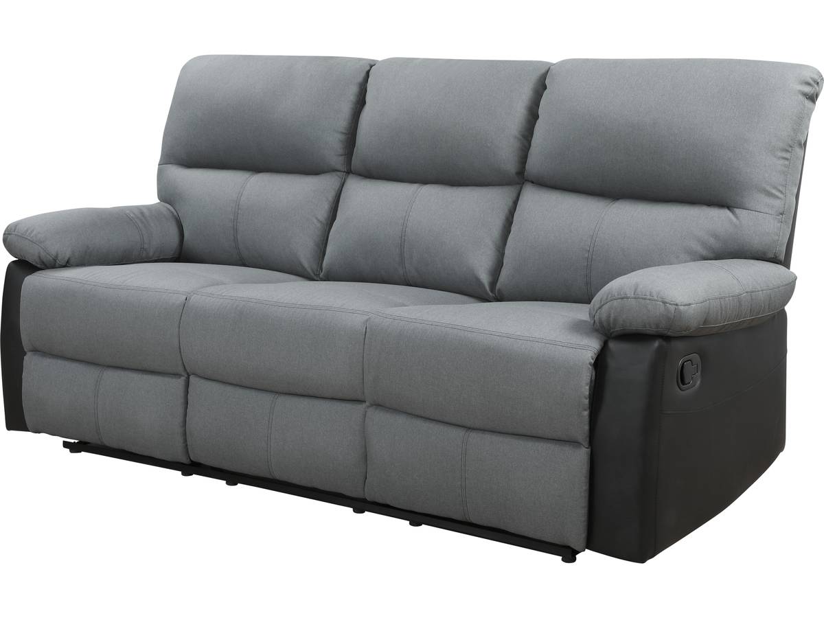 foto del prodotto divano reclinabile quot lincoln quot 197 x 89 x 103 cm 3 posti a sedere nero grigio scuro