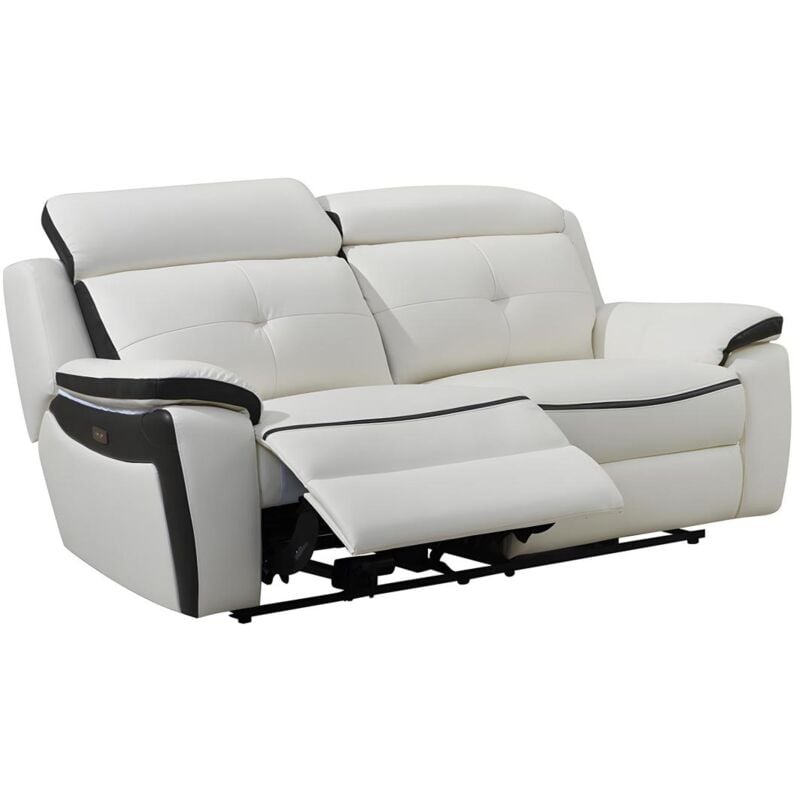 foto del prodotto divano relax 3 posti elettrico in pelle bianco e antracite angelique