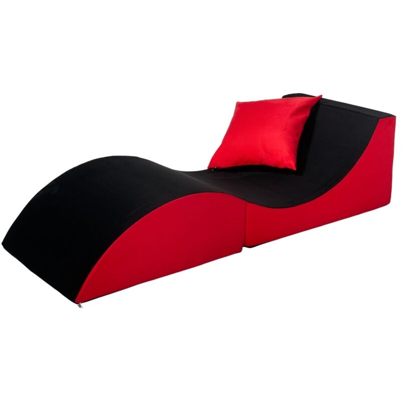 foto del prodotto divano relax pieghevole nero e rosso