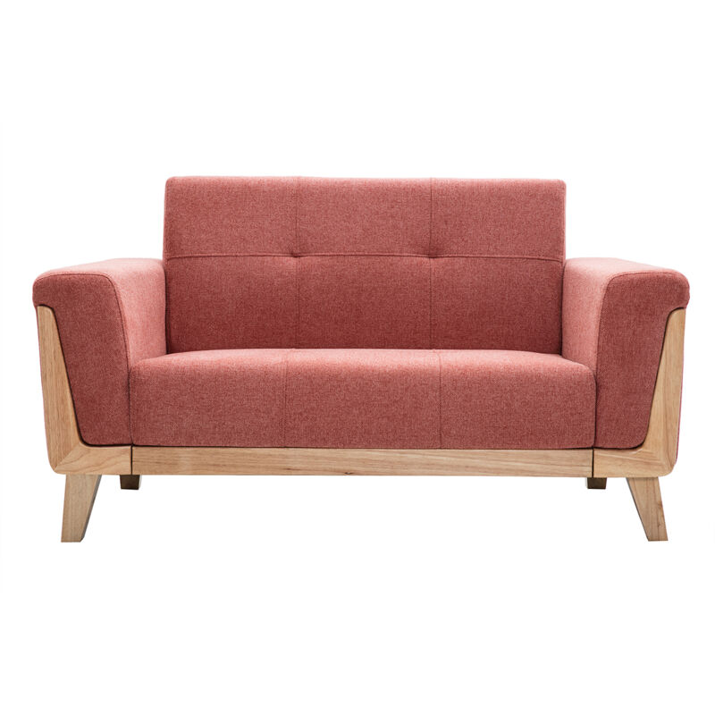 foto del prodotto divano scandinavo 2 posti in tessuto color terracotta e legno chiaro fjord
