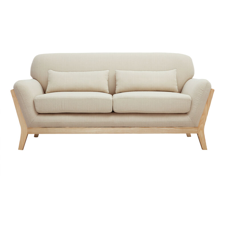 foto del prodotto divano scandinavo a 2 posti beige piedi in legno yoko