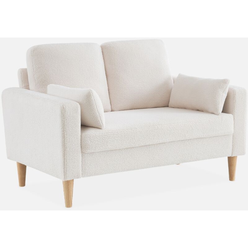 foto del prodotto divano scandinavo in tessuto boucl e legno, 2 posti