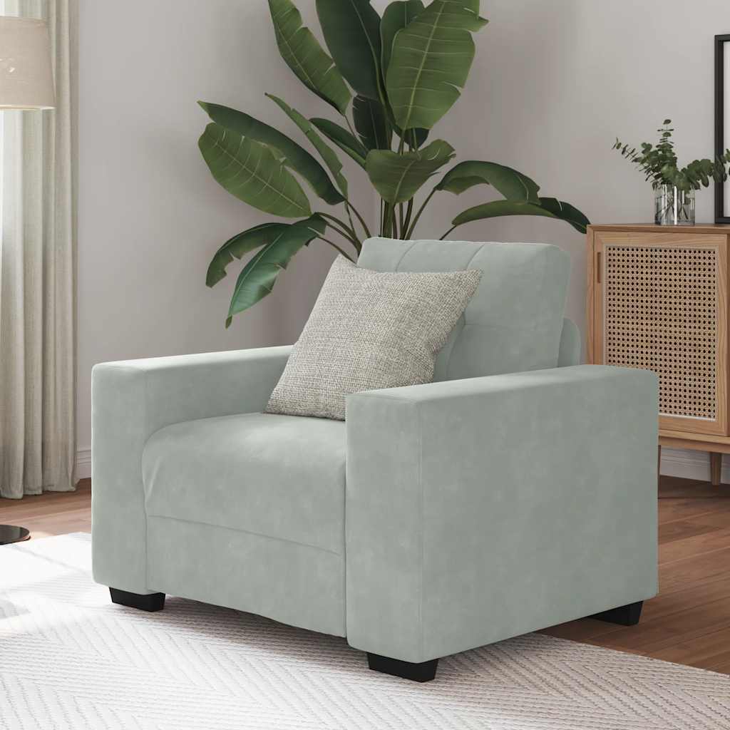 foto del prodotto divano sedia grigio chiaro 60 cm velluto