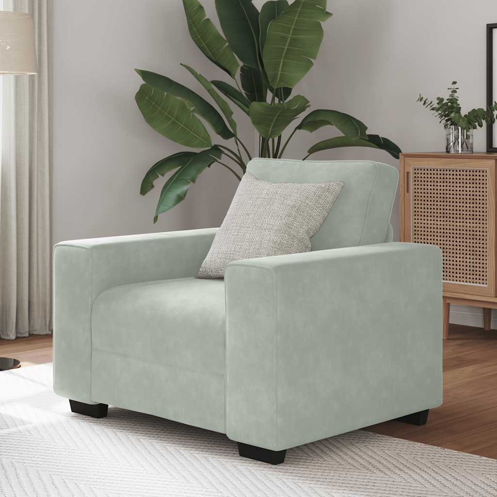 foto del prodotto divano sedia grigio chiaro 60 cm velluto