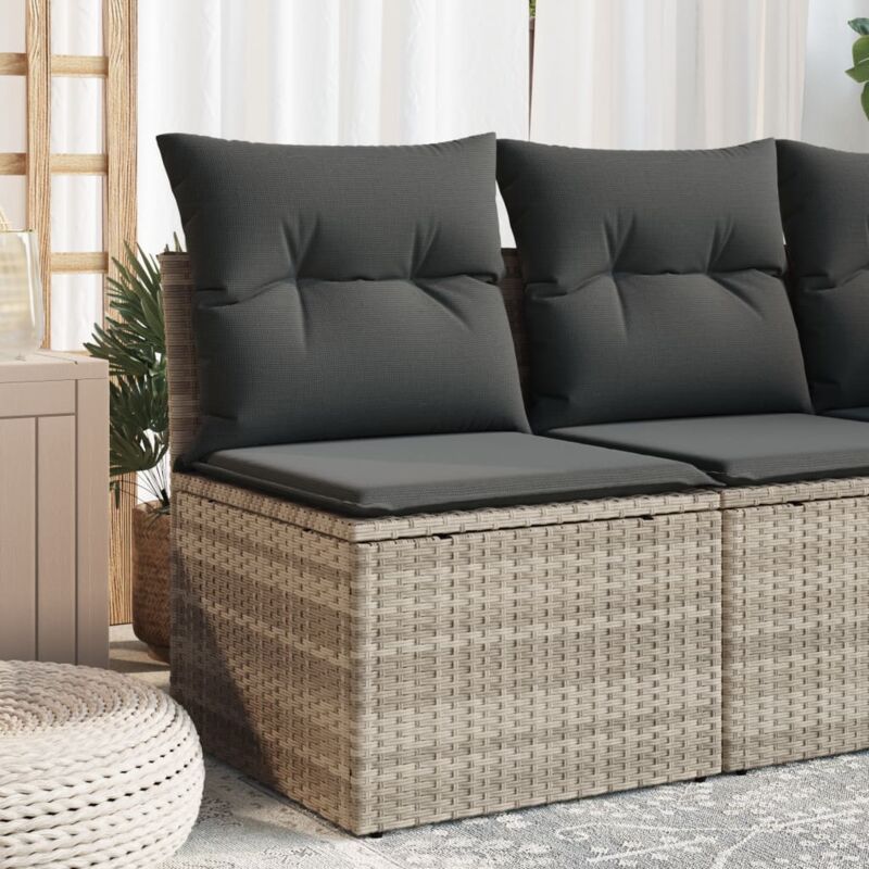 foto del prodotto divano senza braccioli con cuscini grigio chiaro in polyrattan vidaxl