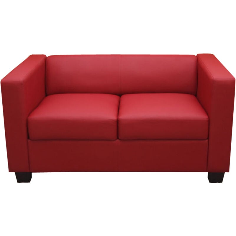 foto del prodotto divano sofa 2 posti lounge moderno elegante serie lille m65 75x137x70cm pelle rosso