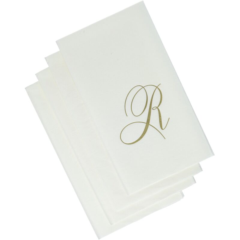 foto del prodotto divertente con tovaglioli di carta con caspari caspari iniziali r lot 24 pearl asciugamani bianchi