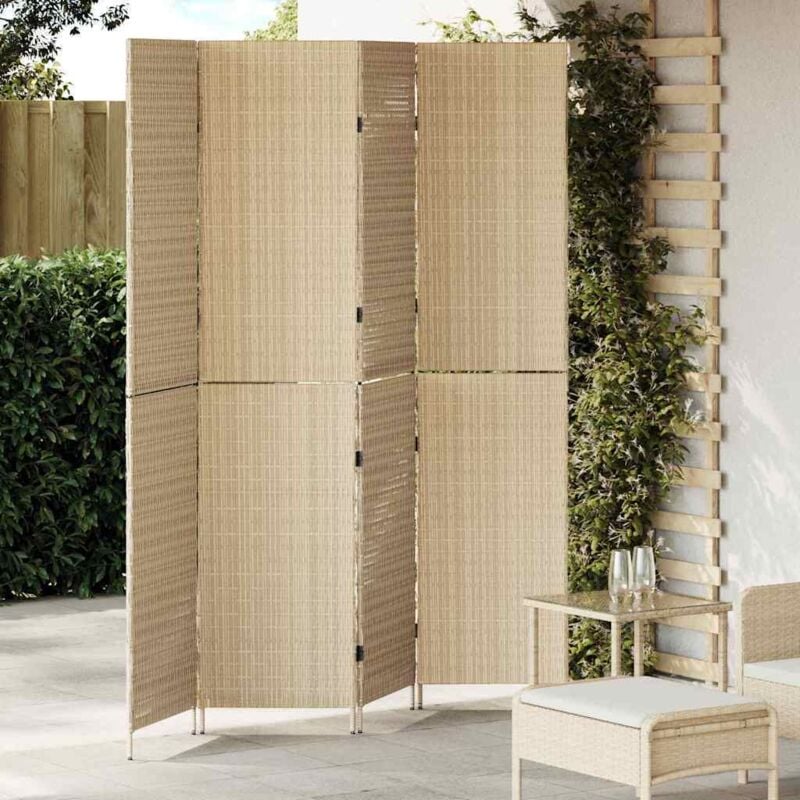 foto del prodotto divider per stanza 4 pannelli pieghevole beige 196x200 cm poly rattan vidaxl