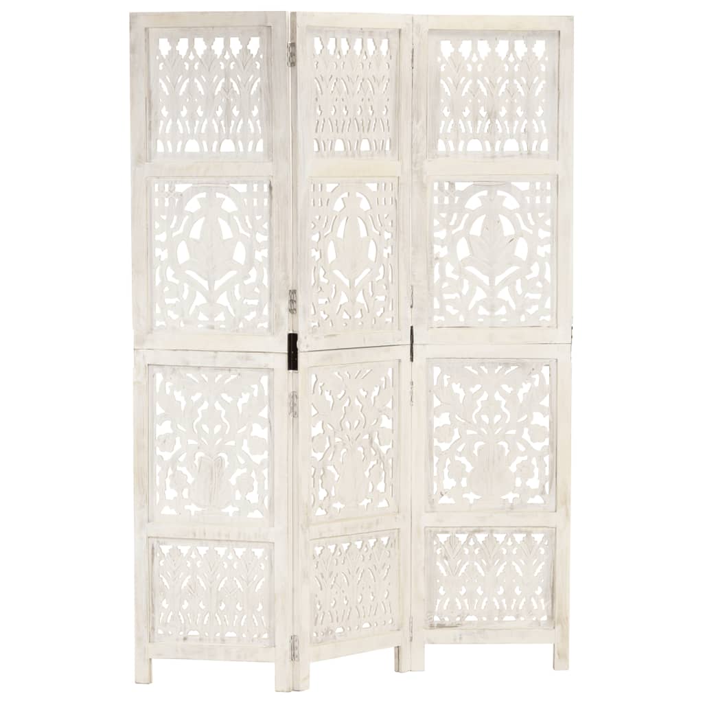 foto del prodotto divisorio 3 pannelli intagliato bianco 120x165cm mango massello cod mxl 68997