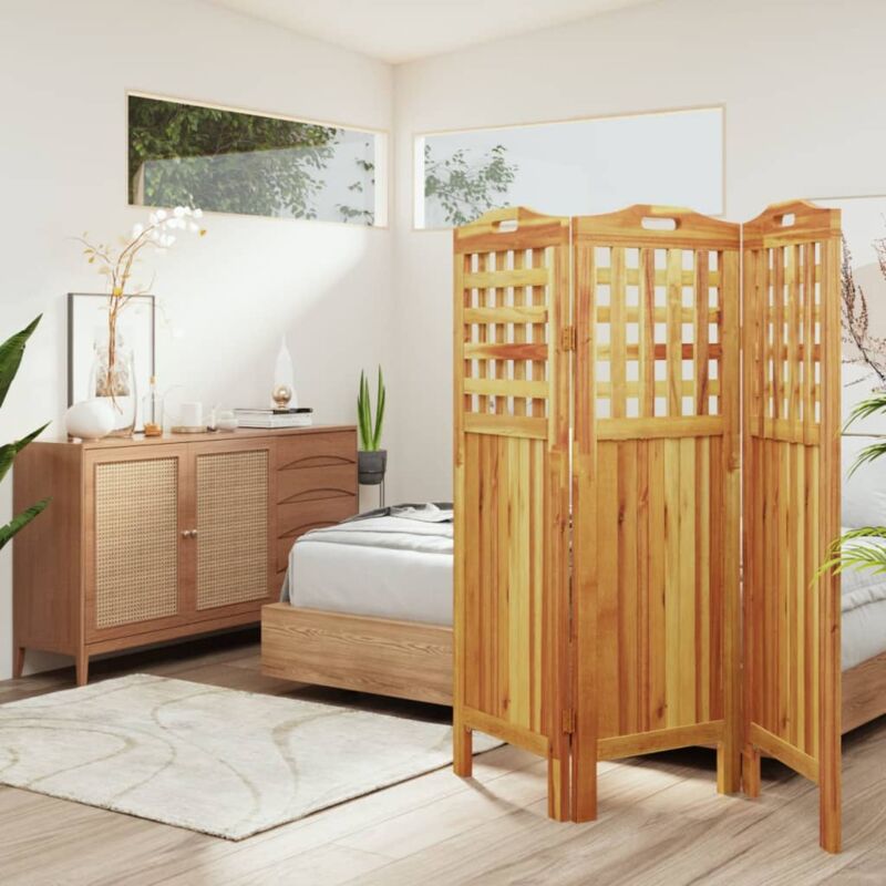 foto del prodotto divisorio a 3 pannelli 121,5x2x115 cm legno massello di acacia vidaxl