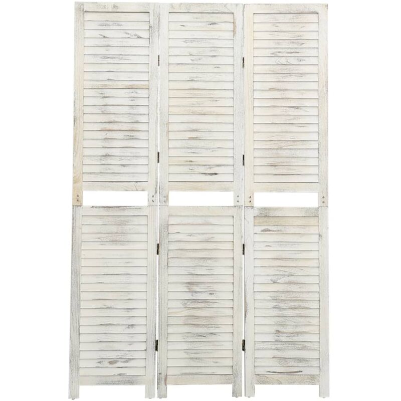 immagine 0 del prodotto divisorio a 3 pannelli bianco antico 105x165 cm in legno vidaxl