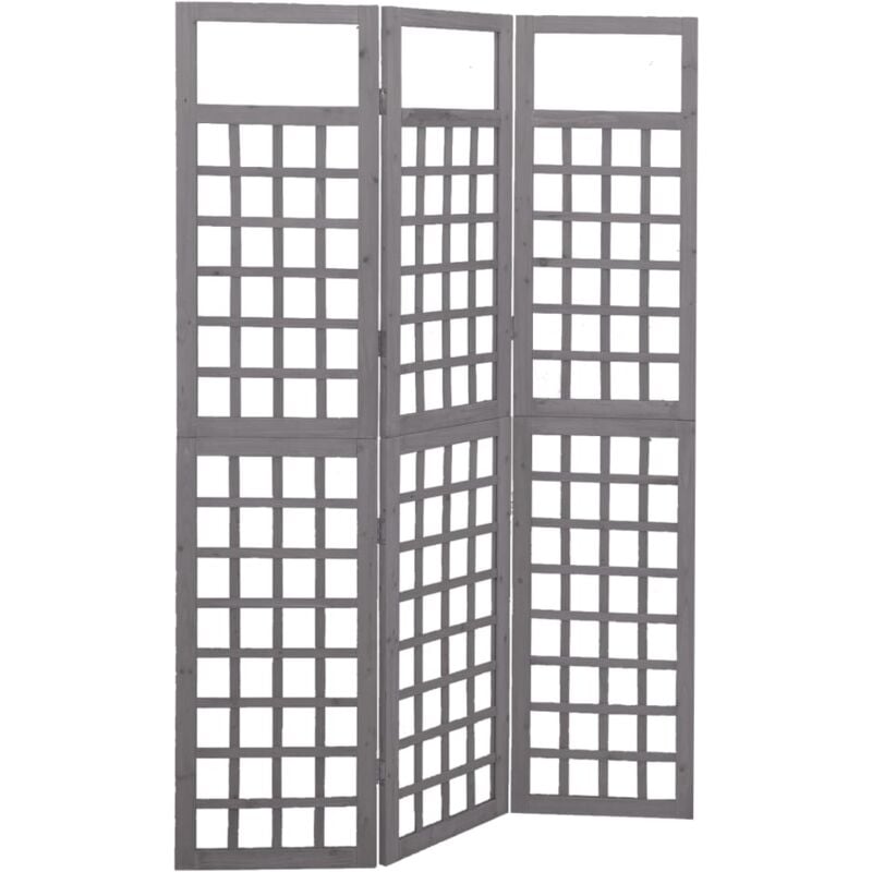 foto del prodotto divisorio a 3 pannelli in legno di abete grigio 121x180 cm vidaxl