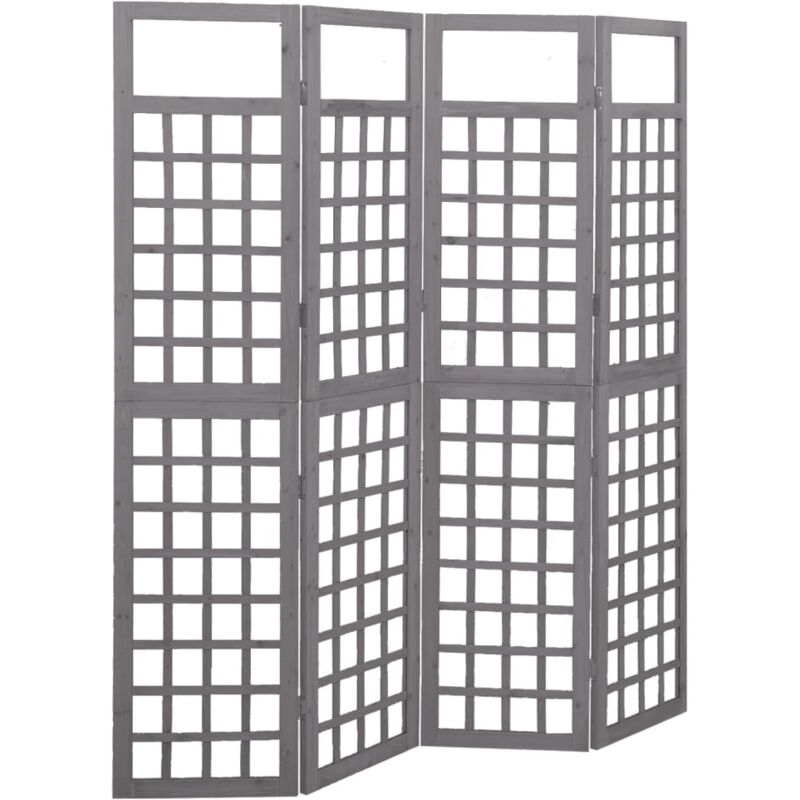 foto del prodotto divisorio a 4 pannelli in legno di abete grigio 161x180 cm vidaxl