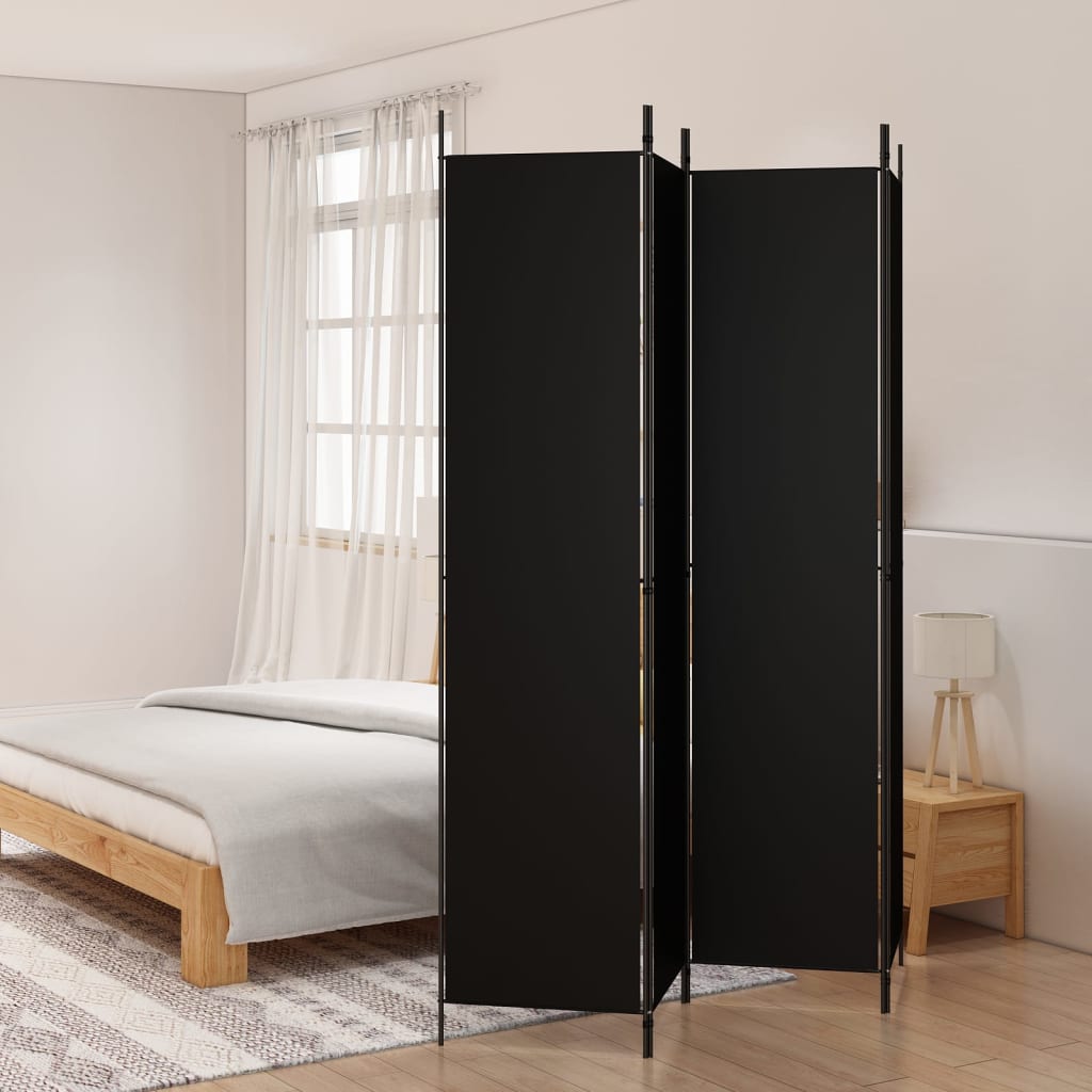 foto del prodotto divisorio a 4 pannelli nero 200x220 cm in tessutocod mxl 70601