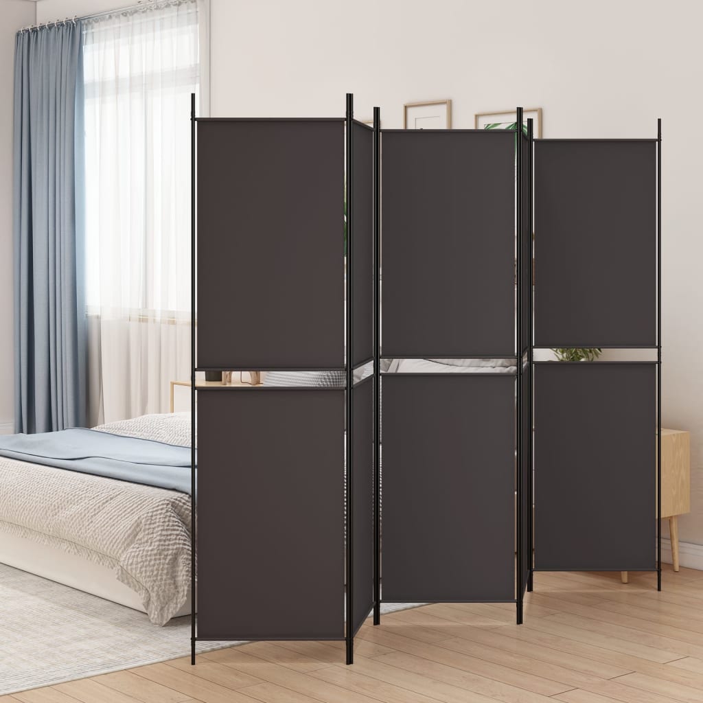 foto del prodotto divisorio a 5 pannelli marrone 250x200 cm in tessuto cod mxl 60176