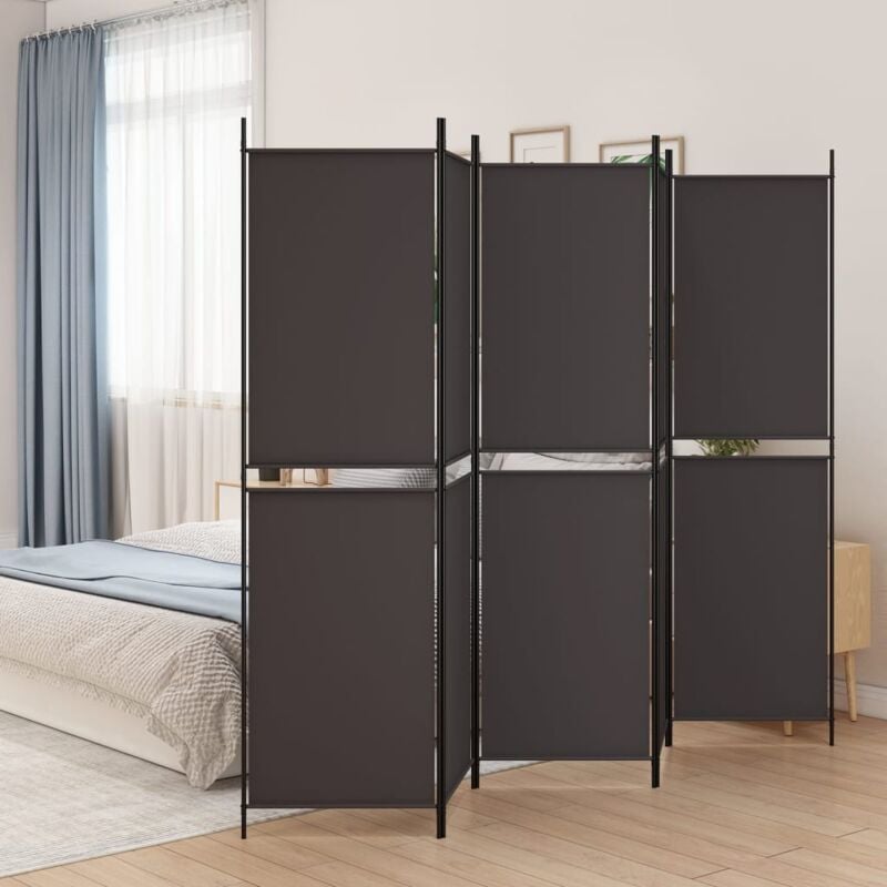 immagine 0 del prodotto divisorio a 5 pannelli marrone 250x200 cm in tessuto vidaxl