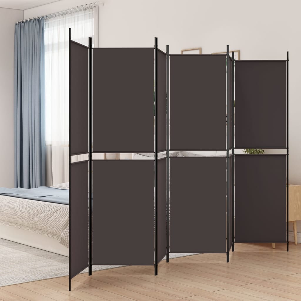 foto del prodotto divisorio a 6 pannelli marrone 300x200 cm in tessuto cod mxl 64369