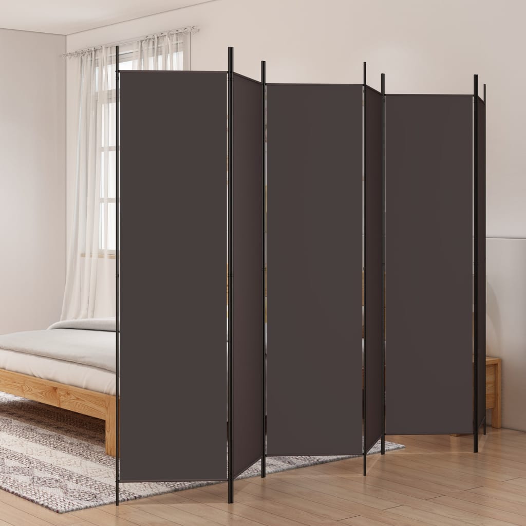 foto del prodotto divisorio a 6 pannelli marrone 300x200 cm in tessuto cod mxl 69533