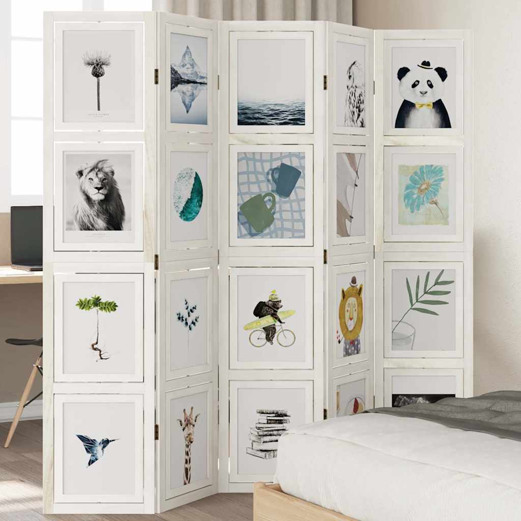 foto del prodotto divisorio ambienti 5pannelli bianco legno massello di paulownia