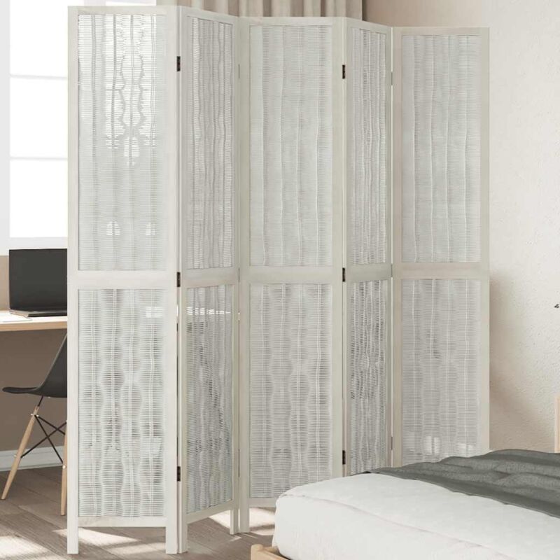 foto del prodotto divisorio ambienti 5pannelli bianco legno massello di paulownia vidaxl