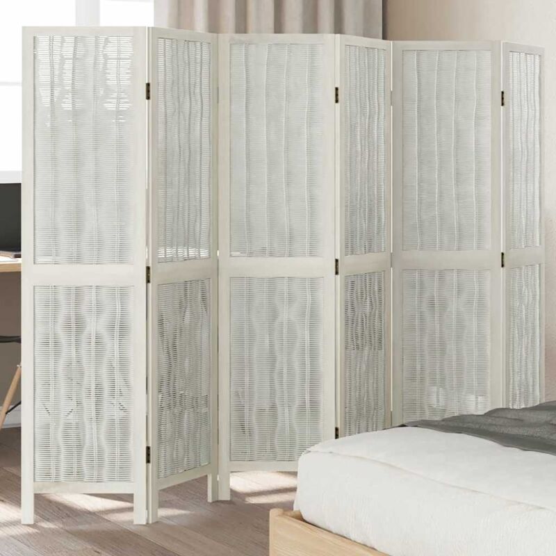 foto del prodotto divisorio ambienti 6pannelli bianco legno massello di paulownia vidaxl