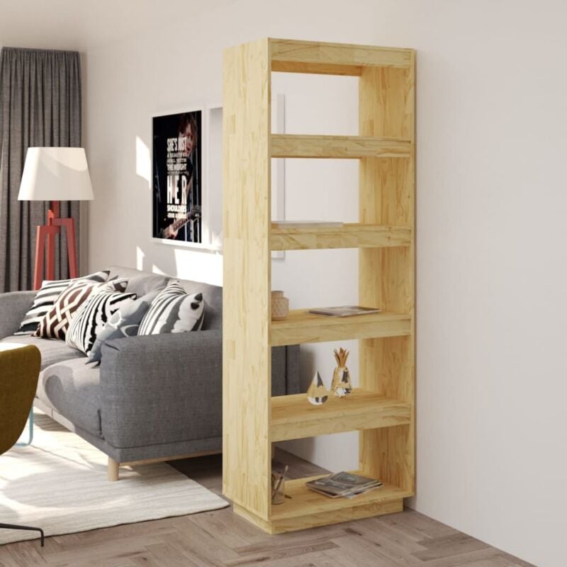 foto del prodotto divisorio libreria 60x35x167cm con 5 ripiani vari colori disponibili in legno colore marrone chiaro