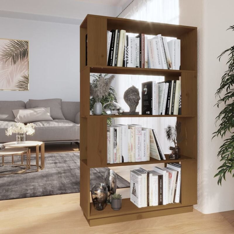 foto del prodotto divisorio libreria in legno massello 80x25x132cm a 4 ripiani vari colori colore marrone scuro