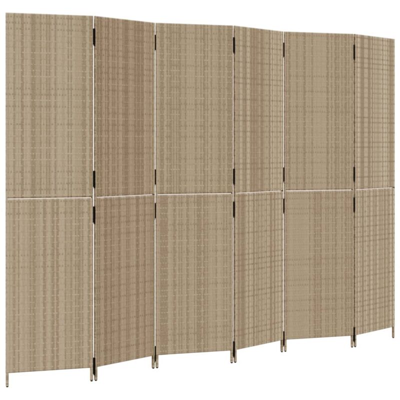 foto del prodotto divisorio per ambienti a 6 pannelli beige in polyrattan vidaxl