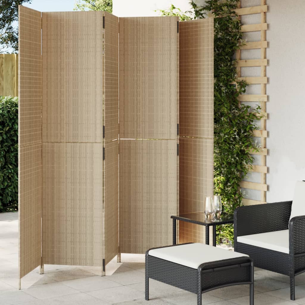 foto del prodotto divisorio per ambienti a 6 pannelli beige in polyrattancod mxl 109803