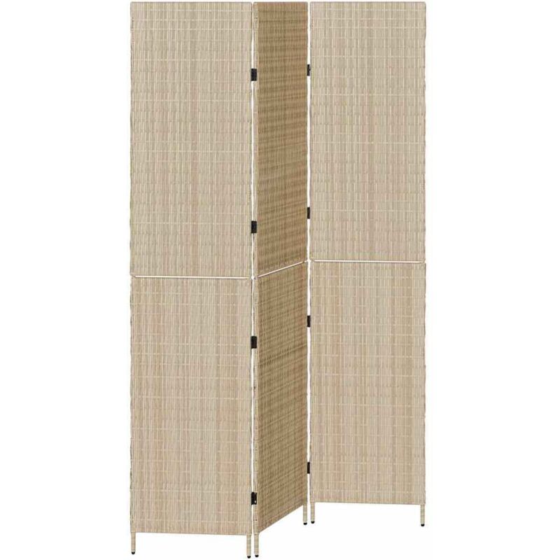 foto del prodotto divisorio per stanze 3 pannelli pieghevole beige 146x200 cm in poli rattan vidaxl