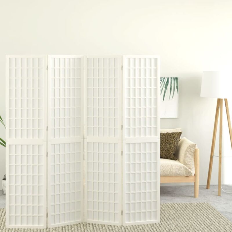 foto del prodotto divisorio pieghevole 4 pannelli stile giapponese 160x170 bianco