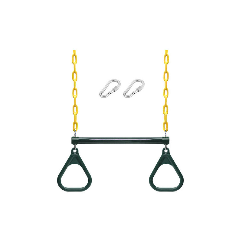 foto del prodotto dk altalena a trapezio con barra e anelli set altalena per parco giochi per carichi pesanti con catene e moschettoni rivestiti in plastica da 47
